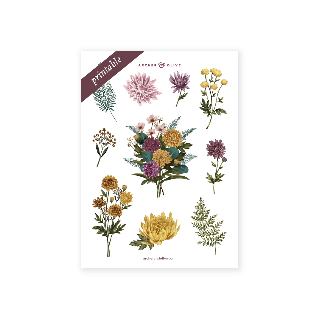 Chrysanthemum Printable Stickers