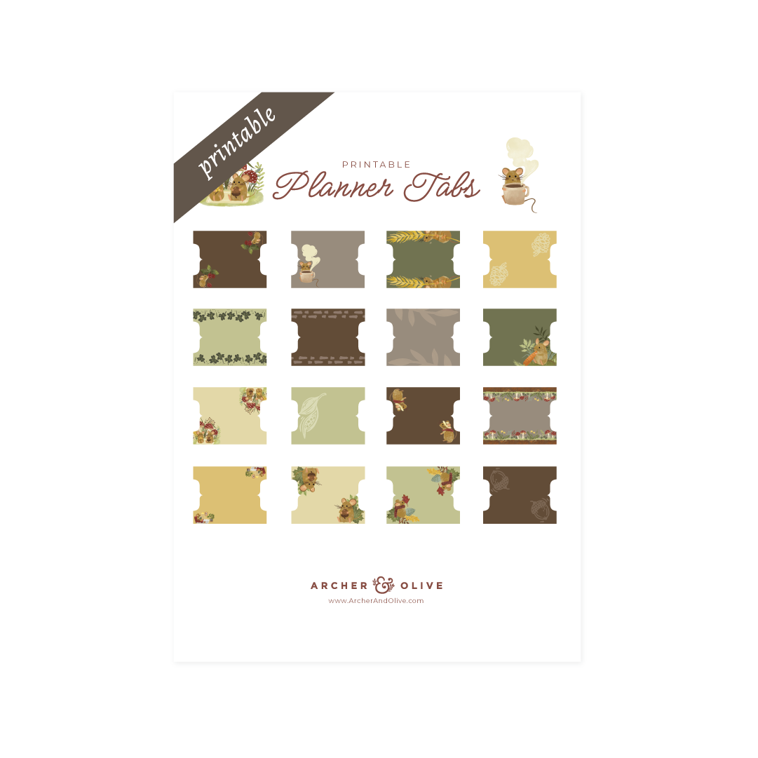 Field Mouse Printable Planner Tabs