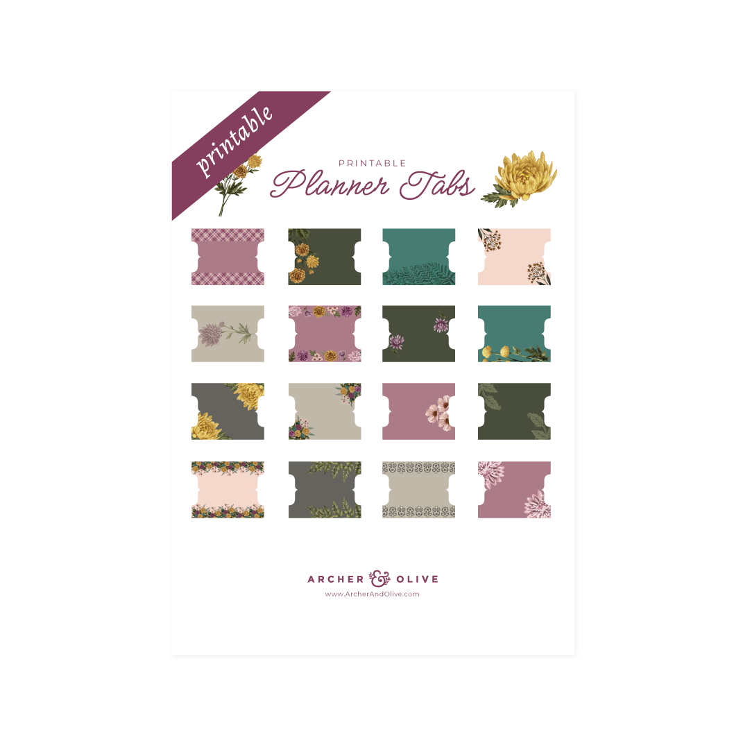 Chrysanthemum Printable Planner Tabs