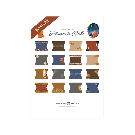 Forest Foxes Printable Planner Tabs