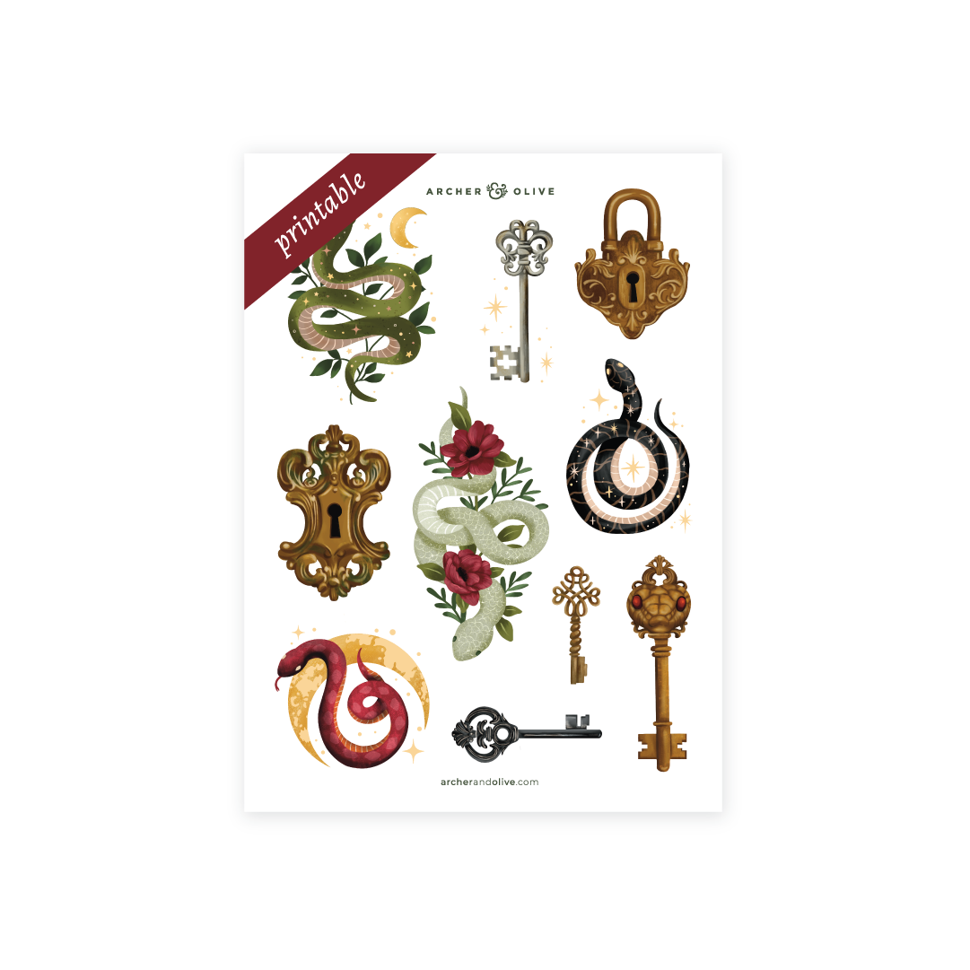 Printable Stickers: Coiled Key