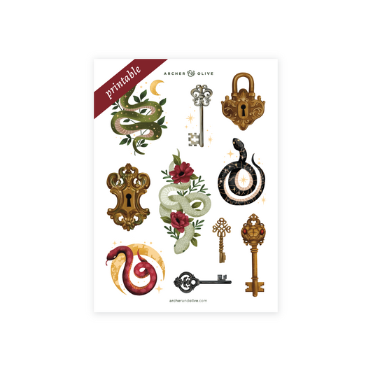 Printable Stickers: Coiled Key