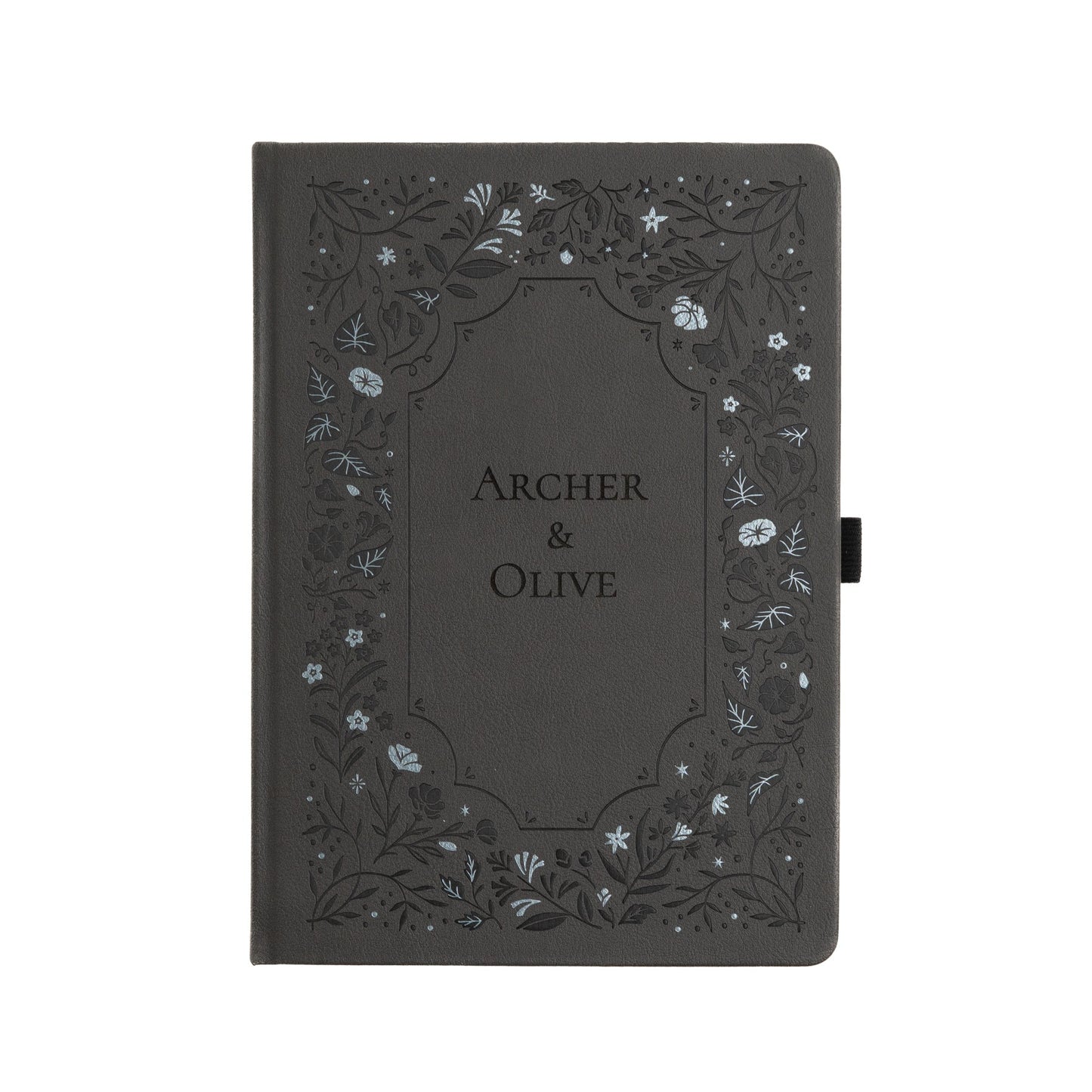 B5 Midnight Floral in Gray: Dot Grid Notebook