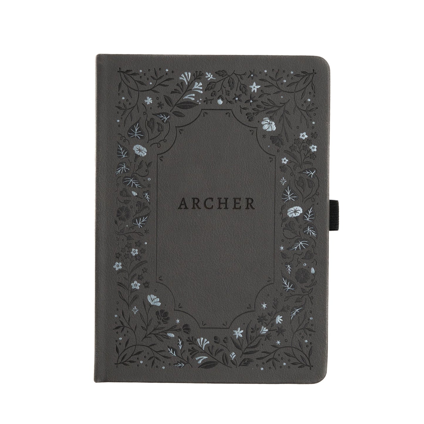 B5 Midnight Floral in Gray: Dot Grid Notebook