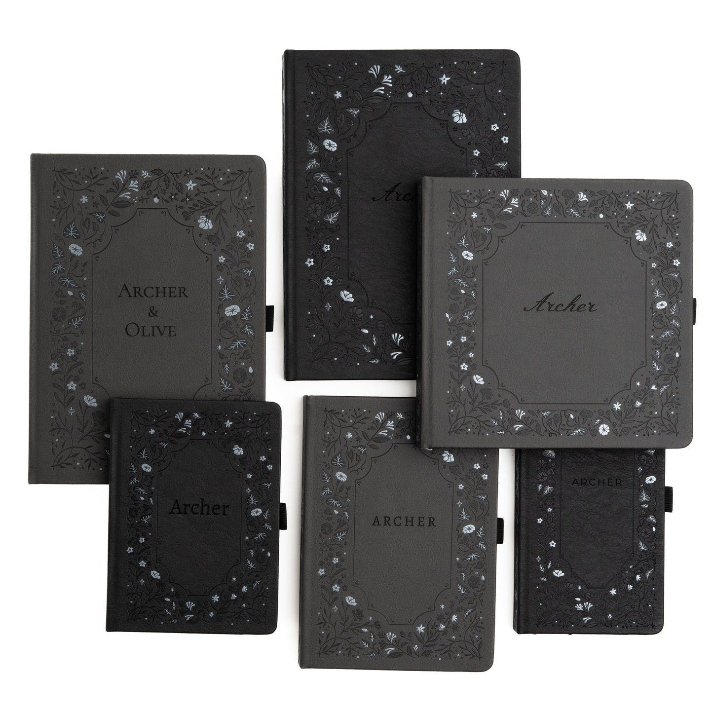 B5 Midnight Floral in Gray: Dot Grid Notebook