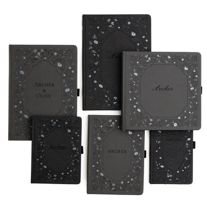 B5 Midnight Floral in Gray: Dot Grid Notebook