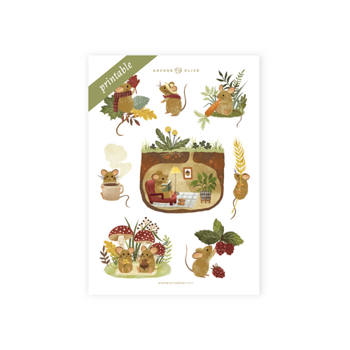 Field Mouse Printable Stickers