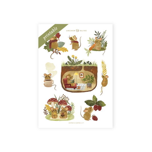 Field Mouse Printable Stickers