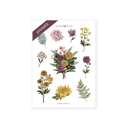 Chrysanthemum Printable Stickers