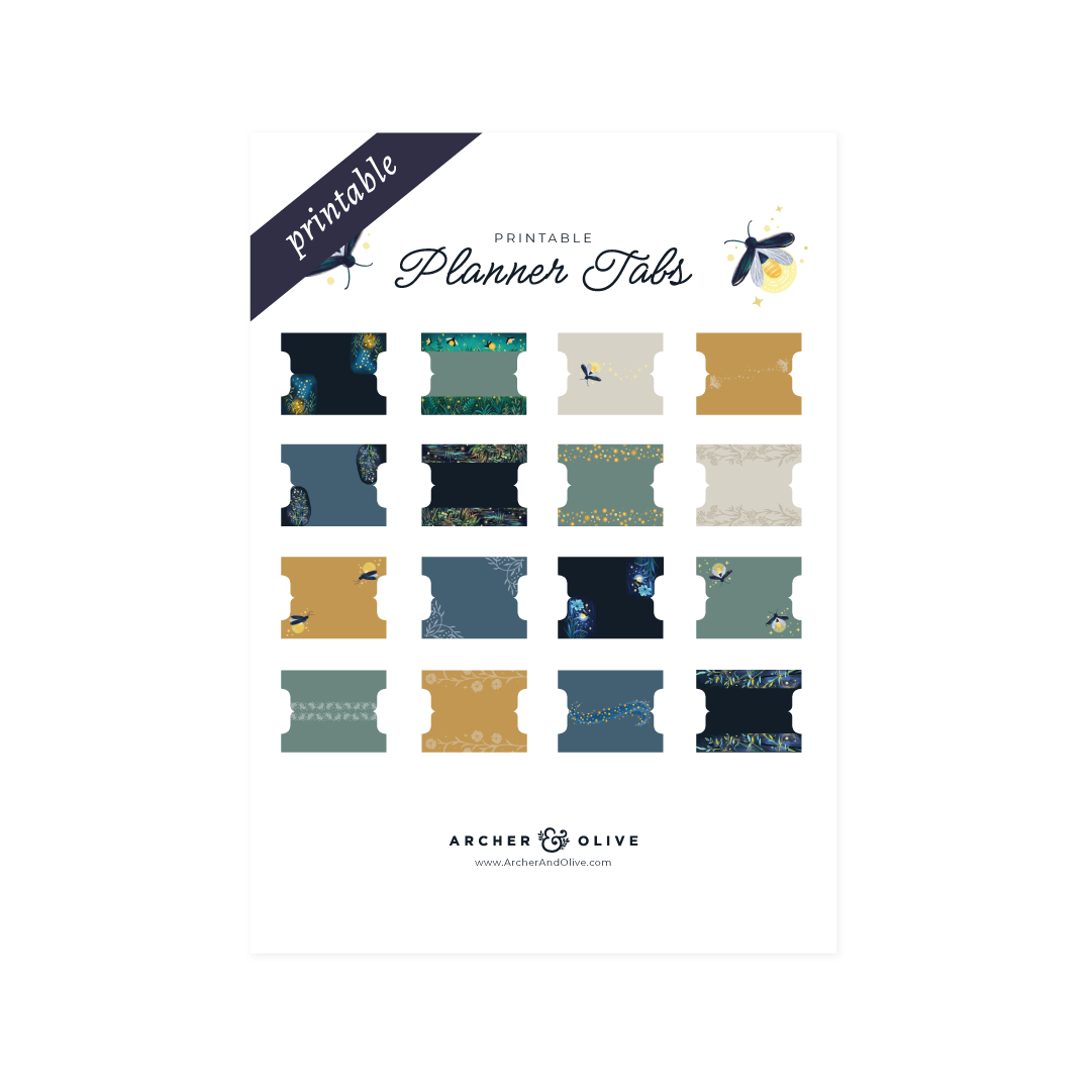 Firefly Night Printable Planner Tabs