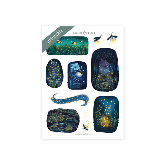 Firefly Night Printable Stickers