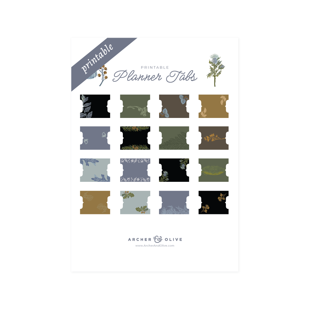 Forest Impressions Printable Planner Tabs