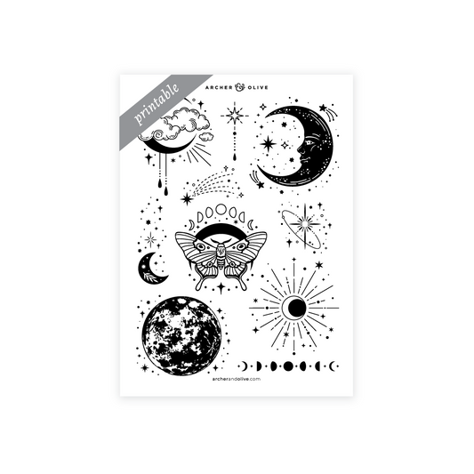 Printable Stickers: Lunar Veil