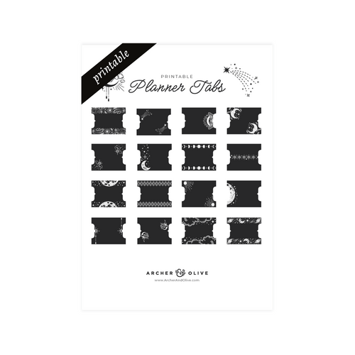 Printable Planner Tabs: Lunar Veil
