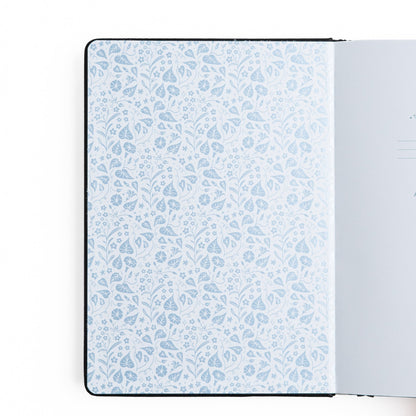 A5 Midnight Floral in Gray: Dot Grid Notebook