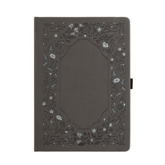 B5 Midnight Floral in Gray: Dot Grid Notebook