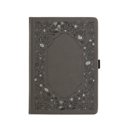 A5 Midnight Floral in Gray: Dot Grid Notebook