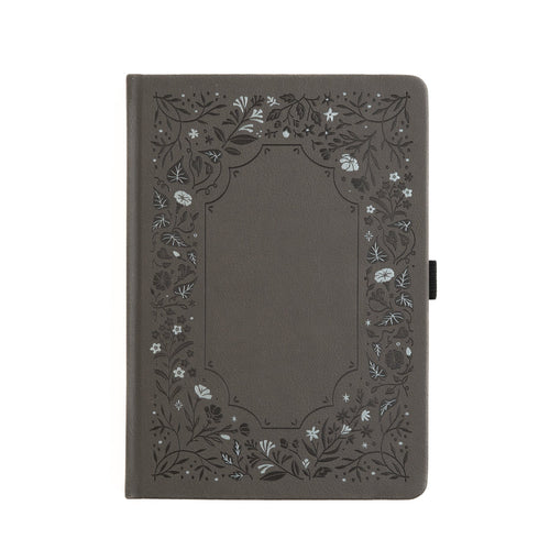 A5 Midnight Floral in Gray: Dot Grid Notebook