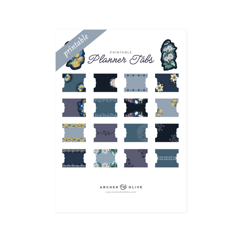 Midnight Floral Printable Planner Tabs