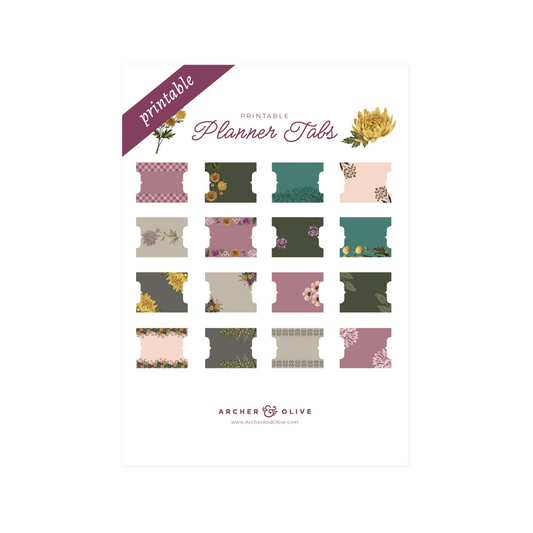 Chrysanthemum Printable Planner Tabs